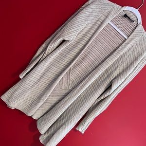 Eileen Fisher Cream Linen Open Front Cardigan L